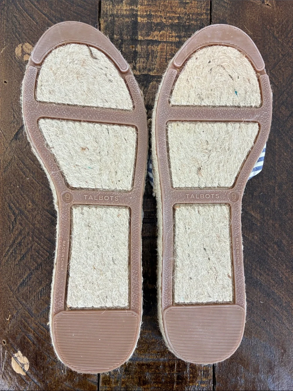 New Talbots Women’s 9 Blue Tan Striped Bow Espadrille Sandals Ilyssa Flat